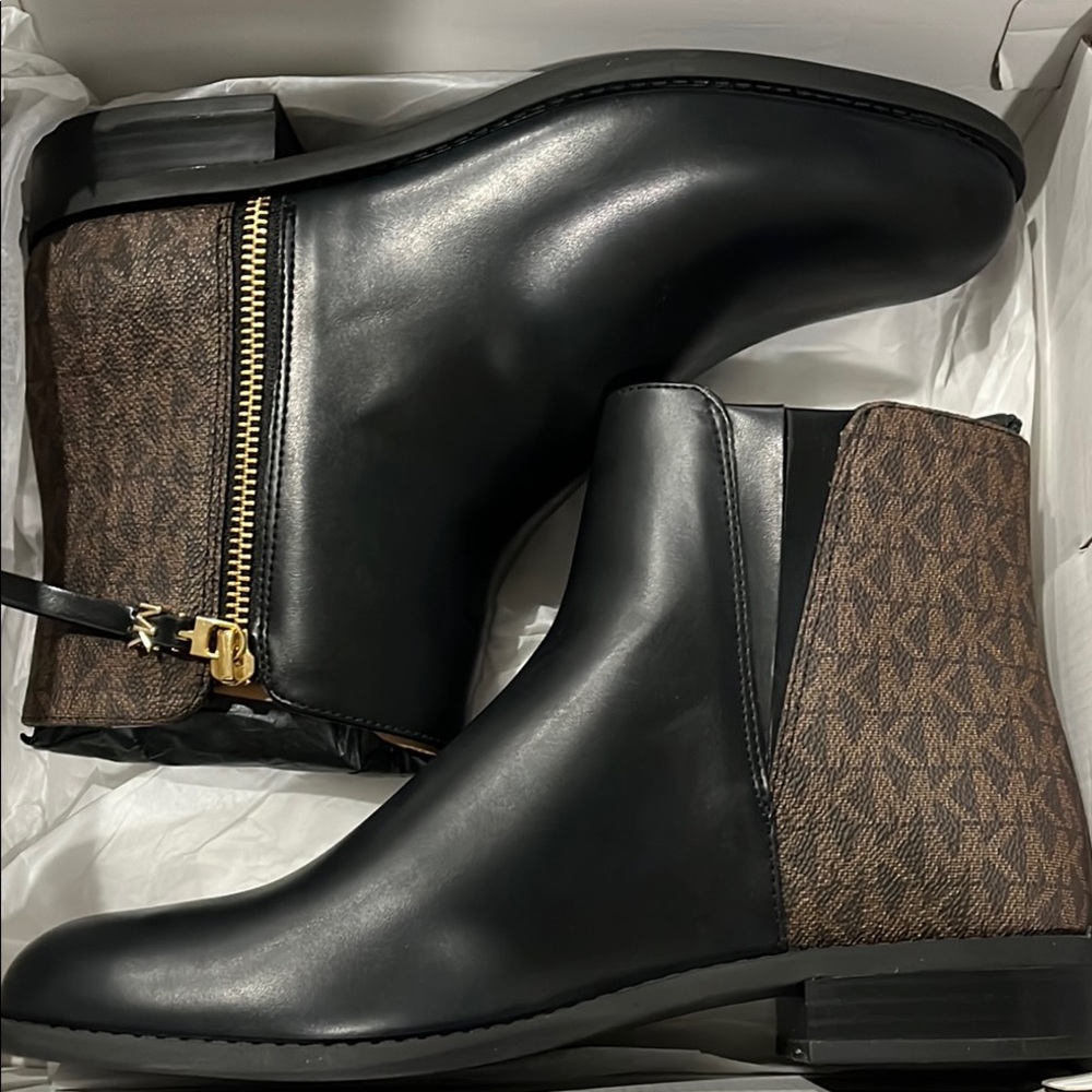 Michael Kors Black and Brown Britt Flat Bootie - Picture 5 of 5